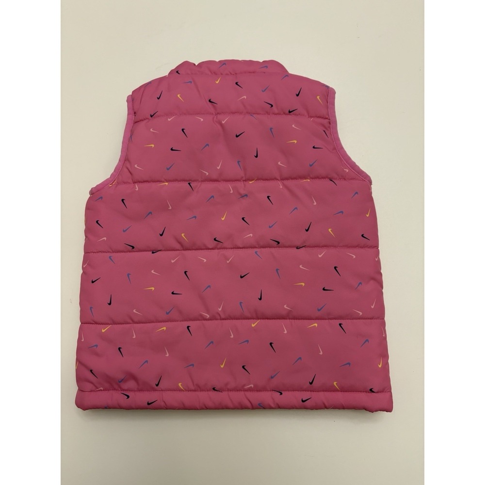 Girls Nike All Over Swoosh Pink Puffer Vest Size 24 Months - Picture 2 of 3
